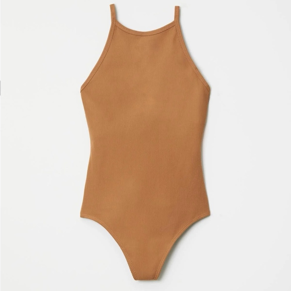 NWOT Girlfriend Collective Fawn Marlow High Neck Bodysuit (Thong), size M